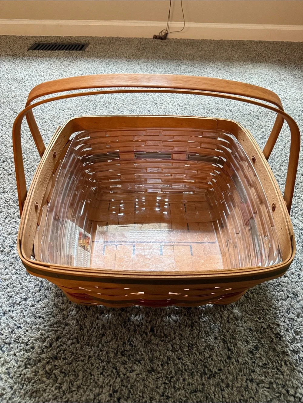 Woven Wood Picnic Basket with Handles - Brown